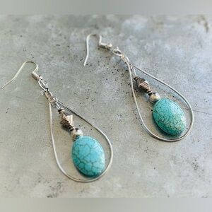 Silver and Turquoise Drop Dangle Earrings